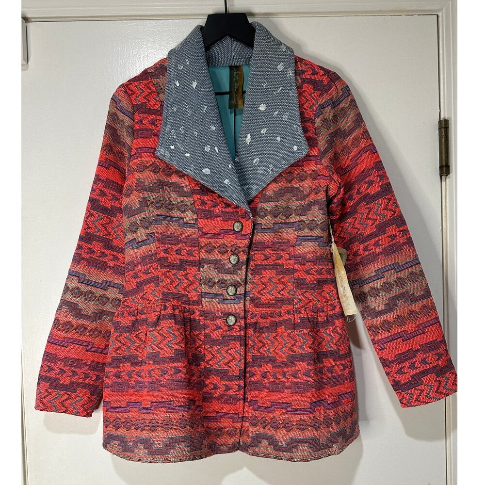 Arrata Silent Journey Blazer Jacket Pink Size Small NWT Embroidered Peplum